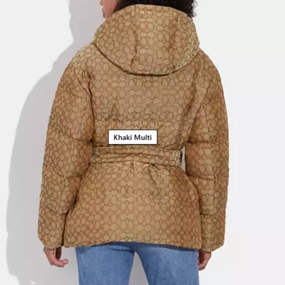 Coach HTF Signature Jacquard Logo Down Pillow Puffer XS Jacket Coat NWT - Picture 6 of 17